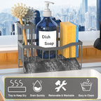 Maifan Sink Caddy Sponge Holder for Kitchen with Brush Holder and Stainless Steel Self Drain Tray, Rustproof Kitchen Sink Organizer for Sponge, Soap Dispenser Storage Accessories Dark Gray