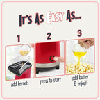 Nostalgia Air Popper Popcorn Maker – 16 Cups Oil-Free Pop Corn – Includes 4-oz Measuring Cup – Perfect for Family Movie Nights – Red