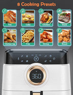 Air Fryer, ALLCOOL Airfryer Oven 8QT Large 1700W 8-in-1 with Touch Screen Air Fryers Dishwasher Safe Nonstick Basket Freidora de Aire 36 Recipes BPA & PFOA Free White