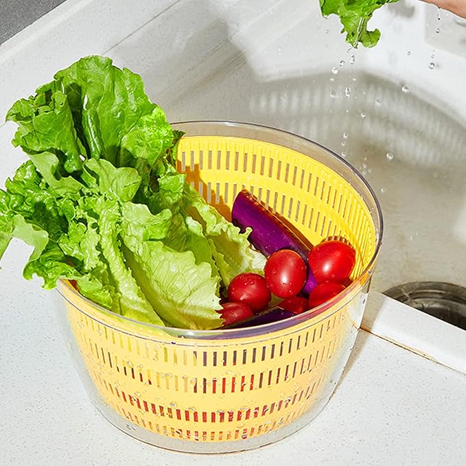 Electric Salad Spinner, 4L Lettuce Spinner Large Capacity USB Chargeble Fruit Vegetable Washer Dryer for Home Kitchen (Blue)
