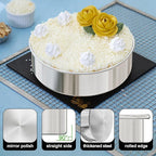 9½ Inch Cake Pan Set of 2, Nonstick Circle Stainless Steel Round Layer Cake Baking Pans Tins with 100PCS Parchment Paper for Birthday Christmas, Healthy & Non-Toxic, Silicone Spatula & Dishwasher Safe