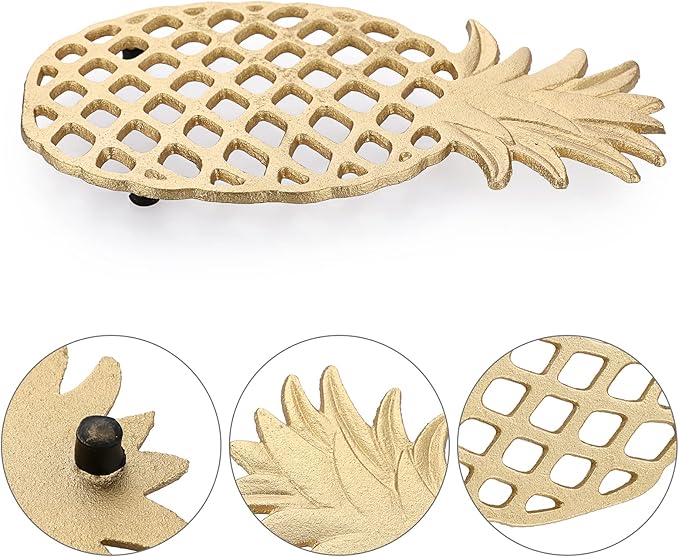Sumnacon 2 Pack Rectangle Cast Iron Trivets, Rustic Iron Hot Dish Plate Trivet for Kitchen Countertop Dining Table (Gold, 8.5 x 5.2 Inch)