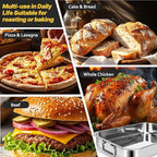15.5" Stainless Steel Roasting Pans with Handles, Baking Pan for Oven with 2 Racks, Heavy Duty, Dishwasher Safe Rectangular Lasagna Pan with Handles for Turkey Chicken, Silver