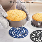 SMARTAKE 6 Set Silicone Trivets, Multi-Use Carved Trivet, Insulated Non-Slip Durable Kitchen Mat, Flexible Modern Kitchen Table Mat, for Hot Dishes, Pots, Dining Countertop, Grey