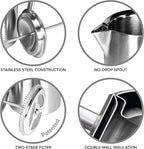 Frieling Coffee Press Stainless Steel French Press Coffee Maker - 44 oz, Brushed Stainless Steel - Double-Walled Insulated Zero Sediment Filter - For Home & Camping