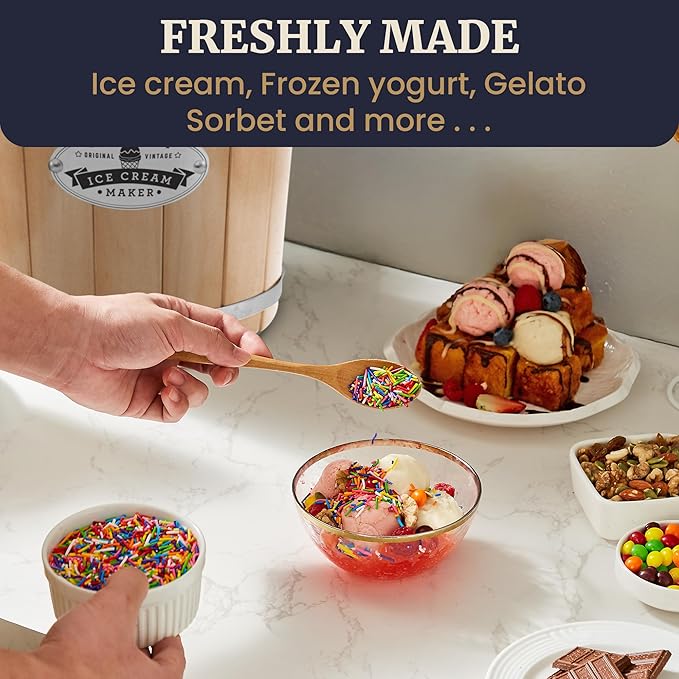 Elite Gourmet Maxi-Matic EIM-924L 4 quart Old Fashioned Electric Ice Cream Maker, Pine Bucket