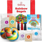 Baketivity Rainbow Bagel Kids Baking Kit - Baking Kits for Kids with Premeasured Ingredients, Step-By-Step Instructions, Video Guide, and STEM Lessons - Cooking for Ages 6-12+