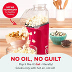 DASH Fresh Pop Popcorn Maker - Oil-Free, Air Popcorn Popper - With Measuring Cup & Recipe Guide - Perfect for Movie Nights - 16 Cups, Red