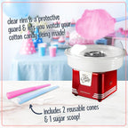 Nostalgia Retro Hard and Sugar Free Countertop Original Cotton Candy Maker, Includes 2 Reusable Cones and Scoop – Red