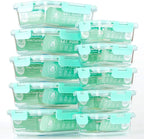 C CREST [10-Pack] Glass Food Storage Containers with Lids, Airtight, BPA Free, Meal Prep Containers for Kitchen, Home Use