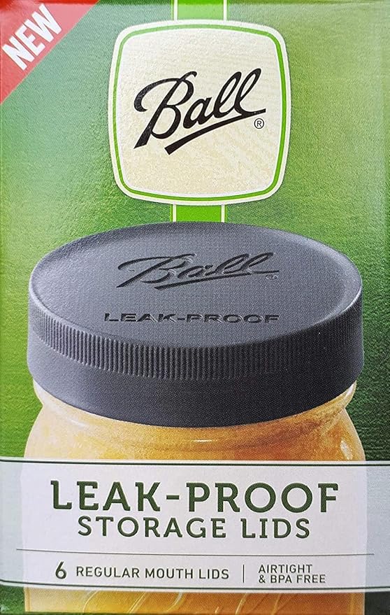 Ball Leak-Proof Plastic Lids for Glass Mason Jars, Used for Canning, Pickling, Juice, Jam, Jelly (Regular, 6 Count (Pack of 2))