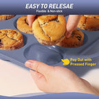 2 Packs 24 Cups Silicone Muffin Pan with Metal Reinforced Frame Mini Size Cupcake Pan Tray Egg Bites Silicone Circle Cookie Molds Muffin Tin Tart Pans Baking Sheet Set for Breakfast Sandwiches