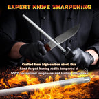 Knife Sharpener Rod, Kitchen Knives Sharpener Carbon Steel Professional Knife Sharpening Steel, Honing Rod with Hanging Holes (13 inches)