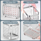Utensil Holder, Stainless Steel Utensil Drying Rack for Kitchen Counter, Silverware Cutlery Flatware Holder Forks, Knives, Spoons, Chopsticks Organizer (Silver)