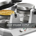 Waring Commercial WW250X Double Side by Side Belgian Waffle Maker, Coated Non Stick Cooking Plates, Produces 50 Waffles Per Hour,120V, 2400W, 5-20 Phase Plug