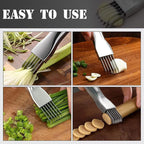 Shred Silk The Knife, 2025 Upgrade Green Onion Cutter Stainless Steel Chopped Kitchen Slicing Tool Cutter for Vegetables Onion Garlic, Multifunctional Kitchen Food Vegetable Cutter (3Pack)