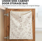 Reusable Dirty Rag Storage Bag, Linen Dish Towel Bag with Plastic Liner for Under Sink Cabinet Door Organizer