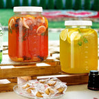 2 Pack Wide Mouth 1 Gallon Clear Glass Jar with Lid, Heavy Duty Airtight Screw Lid with Silicone Gasket - Large Mason Jar with 2 Scale Mark for Fermenting Kombucha and Storing Food(Extra 2 Gaskets)