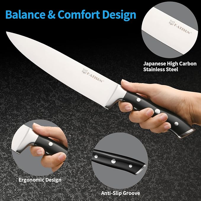 In-Drawer Knife Block with 5 Pieces Knives, Bamboo Knife Drawer Organizer for Kitchen, Perfect for Home and Chefs, Premium Knife Holder, Slots for 5 Knives Kitchen Drawer, Counter Top - Chef Gift Idea