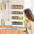 Bunoxea Spice Rack Wall Mounted 4 Pack,Space-Saving Spice Organizer for Spice Jars and Seasonings,Screw or Adhesive Hanging Spice Rack Organizer for Your Kitchen Cabinet,Pantry Door,11.41x2.75x2.75in