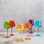 Pride LGBTQIA+ Colored Wine Glass Set | 20oz | Gay Rainbow Set of 6 Love is Love, Gift for Her, Him, They, Special Celebrations Drinkware Unique Style Stemmed Elegant Bright Glassware Pride Month Gift