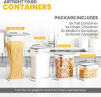 KICHLY Airtight Food Storage Containers Set with Lids – 24 Pack BPA-Free Plastic Pantry Organizers for Cereal, Flour, Sugar & Dry Food (Clear)