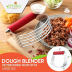 Spring Chef Large Red Dough Blender For Baking, Professional Heavy Duty Dough Cutter Tool with Thick Blades, Stainless Steel Puff Pastry Cutter Tool, Dishwasher Safe Pastry Blender for Easy Mixing