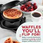 Dash Flip Belgian Waffle Maker - 6.5" Nonstick Surface - Rotating Belgian Waffle Maker with Quick Heat-Up System for Easy Breakfasts - Supports Multi-Use - Black
