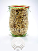 Weck Tulip Jars 1 Liter - Large Sourdough Starter Jars with Wide Mouth, Glass Lids and Keep Fresh Covers - Suitable for Canning and Storage (2 Pack)