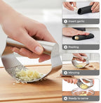 Zulay Kitchen Stainless Steel Garlic Press Rocker Set - Time Saving, Durable Strong Garlic Mincer Tool - Easy to Use & Clean Garlic Crusher Set with Peeler and Scraper Kitchen Gadget Smasher