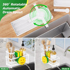 Sponge Holder for Kitchen Sink,Sink Caddy with Removable Dish Brush Holder,Self-Draining Kitchen Countertop Organizers and Storage Essentials,Soap Dispenser Organize and Home Decor-White