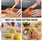 HAUSHOF Kitchen Knife Set, 12-Piece Pink Knife Set with 6 Blade Guards, Non-Stick Coated Stainless Steel Blades for Slicing, Dicing&Cutting, Gifts Knife Set for Dad, Mom, Husband and Wife