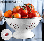 Reston Lloyd, 3 Quart Powder Coated Steel Kitchen Strainer Basket for draining Pasta, Vegetable and Fruit, Chrome Handles and Wide Stable Base, Indigo