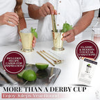 Gusto Nostro Mint Julep Cups Set of 4 - Stainless Steel Julep Cup Kit with Straws, Muddler, Spoon, Recipes, Vases - Southern-style Cocktail Glasses for Home Bar - Stainless Steel Cocktail Cups (Gold)