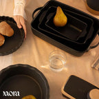 Mora Ceramic Baking Dish with Handles For Casserole, Lasagna, Gratin, Broiling, Roasting, and Baking. Large 9x13 in Pan, Extra Deep - Porcelain Serving Bakeware from Oven to Table. Freezer Safe - Liquorice