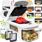 Fullstar XL Vegetable Chopper & Mandoline Slicer – Vegetable, Onion, Potato, Food, Veggie & Fruit Slicer, Dicer & Spiralizer with Pull-Out Catch Tray, Kitchen Gadgets & Gifts (11 in 1, White)