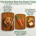 Greener Chef Luxury Bamboo Cutting Board 3-Piece Set with Carbonized Vertical Grain Strength Technology - Extra Large Wooden Cutting Boards for Kitchen with Deep Juice Grooves - Lifetime Replacements