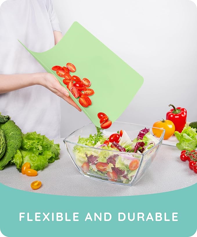 July Home Cutting Board Alternative for Kitchen - Extra Thick Flexible Plastic Cutting Board Set of 3, Non-Slip, BPA-Free, Easy to Clean, Colored Cutting Mats for Cooking, Durable Chopping Sheets
