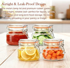 Encheng 16 oz Glass Jars With Airtight Lids And Leak Proof Rubber Gasket,Wide Mouth Mason Jars With Hinged Lids For Kitchen,Glass Storage Containers 6 Pack