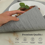 Leetaltree Grey Placemats, Heat Resistant Non-Slip Place mats for Dining Table, Washable Durable PVC Vinyl Woven Table Mats (Set of 6)