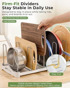 EVERIE Adjustable Bakeware Organizer Pot Lid Holder Rack for Pots, Cake Molds, Cutting Boards, Mats, Cookware, GS02SS, Pack of 2