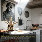 Skull Knife Holder for Kitchen Storage, Funny Skeleton Knife Holder, Creative Horror Kitchen Storage Head Rack, Skeleton Knife Stand for a Scary Party, Unique Fruit Storage Rack Decoration