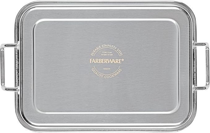 Farberware Classic Traditions Stainless Steel Roaster/Roasting Pan with Rack, 17 Inch x 12.25 Inch