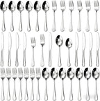 40-Piece Silverware Set for 8, 18/10 Stainless Steel Flatware Set, Heavy Duty Mirror Polished Cutlery Set, Dishwasher Safe Kitchen Utensils for Home Restaurant, Wedding Gift - HIKAA