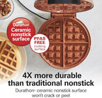 Hamilton Beach Belgian Waffle Maker with PFAS-Free Non-Stick Ceramic-Coated Plates,Browning Control,Indicator Lights,Stainless Steel (26081),(Pack of 2)