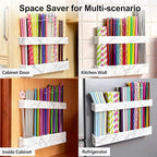 9.5” Large Acrylic Straw Holder for Cabinet Door, Reusable Adjustable Two-Part Straws Organizer with Ultra Sticky Adhesive Strips, 2026 Straw Storage for Kitchen Cupboard (Marble Color)