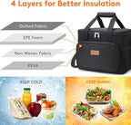 Lifewit Large Lunch Bag, Insulated Lunch Box, Soft Cooler Cooling Tote for Adult Men Women, Black 24-Can (15L)