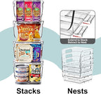 Sorbus Stackable Storage Bins Open Front, Clear Stackable Storage Bins, Pantry Bins for Storage and Organization, Acrylic Stackable Bins for Kitchen, Clear Pantry Organizer Bins (Small Square 6 Pack)