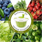 5Qt High-Efficiency Salad Spinner & Vegetable Dehydrator -Quick-dry salad spinner,Manual Kitchen Tool for Lettuce,Berries,Quick Spin Dry Vegetables