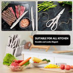 E-far Knife Set with Block, 15 Pieces Kitchen Knife Block Set with Sharpener, High Carbon Stainless Steel Sharp Chef Knife Set with Ergonomic Handles, Anti Rust, Khaki